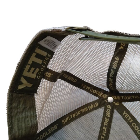 Yeti Coolers Snap Back Adjustable Mesh Baseball Truckers Cap Green/Beige - Picture 5 of 5